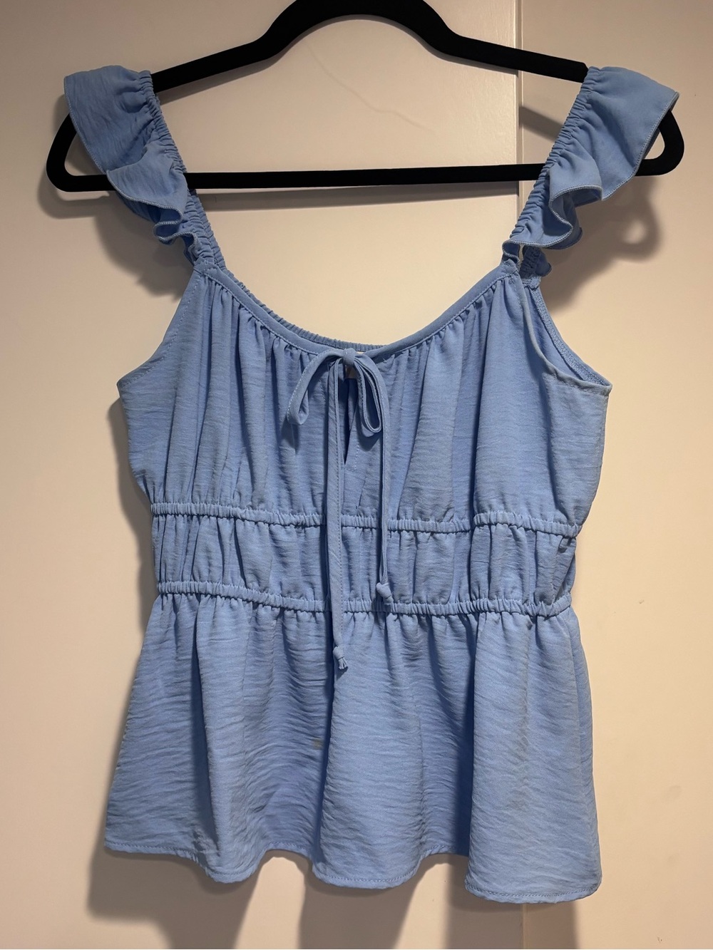 Altar’d State Blue Ruffled Strap Top